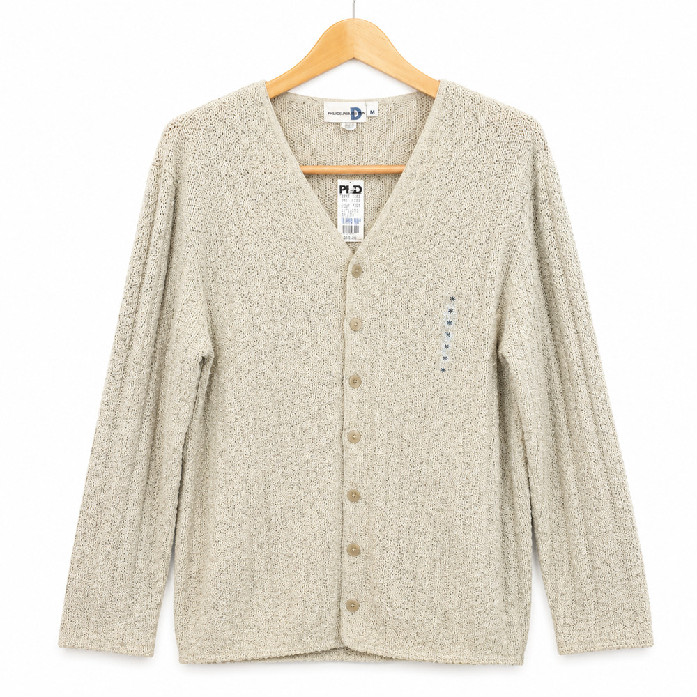 Paul Harris Design Cardigan Womens Size Medium Tan Button Front 100% Cotton NWT
